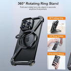Protective Apple iPhone Back Cover - Z Metal Frameless Case with MagSafe Magnetic Stand for iPhone 15 Series - Style 8