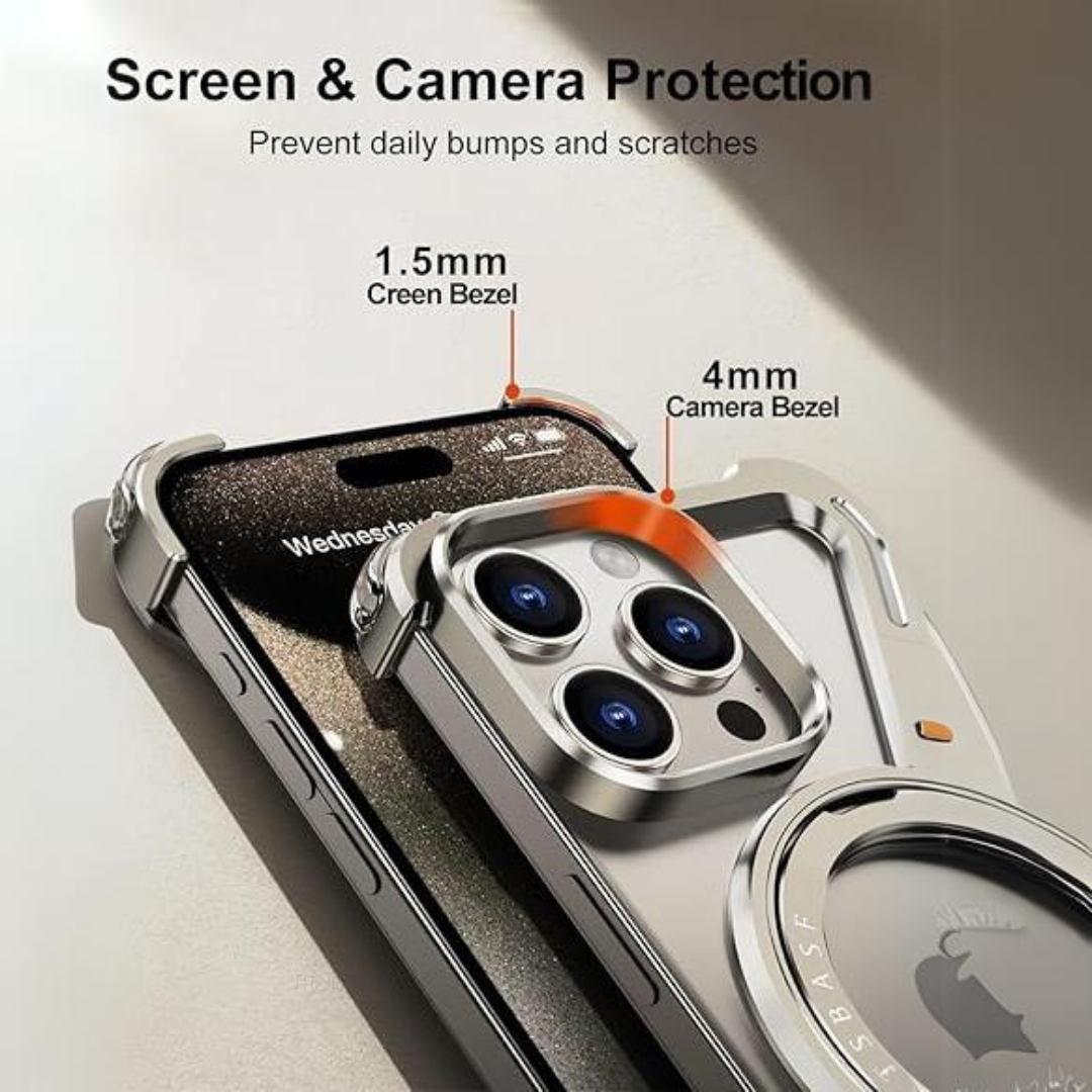 Z Metal Frameless Case with MagSafe Magnetic Stand for iPhone 15 Series
