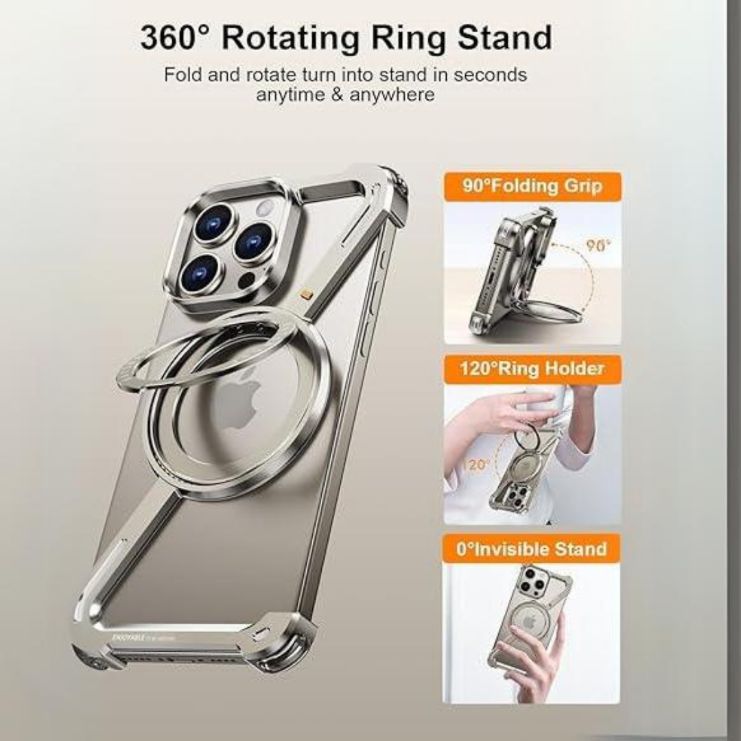 Z Metal Frameless Case with MagSafe Magnetic Stand for iPhone 15 Series