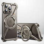 Protective Apple iPhone Back Cover - Z Metal Frameless Case with MagSafe Magnetic Stand for iPhone 16 Series - Style 3