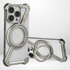 Protective Apple iPhone Back Cover - Z Metal Frameless Case with MagSafe Magnetic Stand for iPhone 15 Series - Style 2