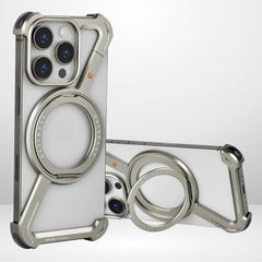 Z Metal Frameless Case with MagSafe Magnetic Stand for iPhone 15 Series