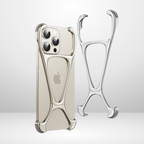 Protective Apple iPhone Back Cover - Zinc Alloy Metal Removable X Type Rimless Case for iPhone13/14/15 series