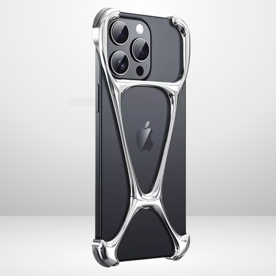 Protective Apple iPhone Back Cover - Zinc Alloy Metal Removable X Type Rimless Case for iPhone13/14/15 series - Style 4