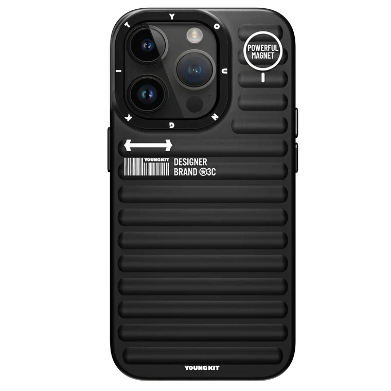 YOUNGKIT Luggage Series True Colour Case for iPhone 15 Pro Max (BLACK)