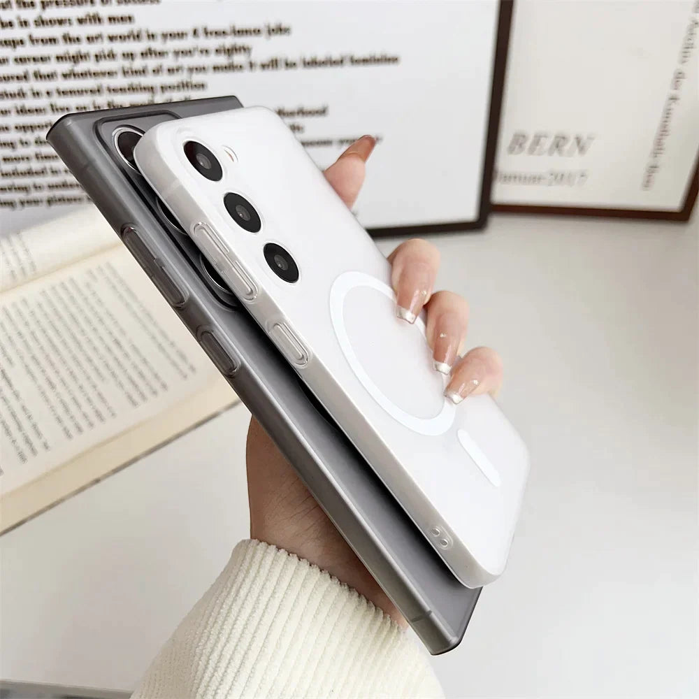 Samsung Galaxy S24 Ultra Paper Thin Case with MagSafe - Matte White Mobile Case by CoverMeUp - Style 3