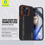 Protective Apple iPhone Back Cover - Blueo Fully Wrapped Aramid Fiber Case 600D Magnetic For iPhone 16 Pro Max - Style 2