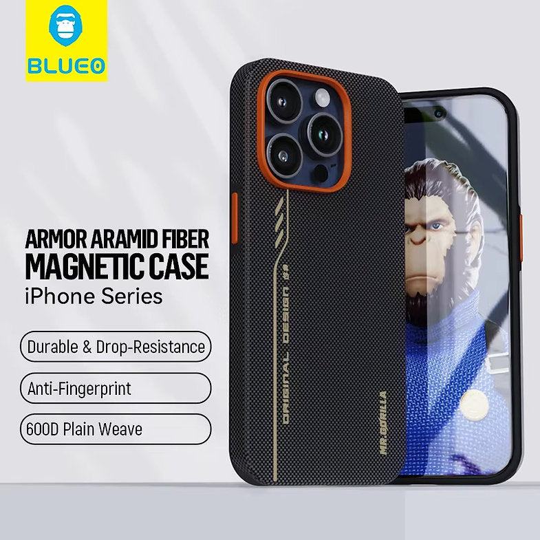 Protective Apple iPhone Back Cover - Blueo Fully Wrapped Aramid Fiber Case 600D Magnetic For iPhone 16 Pro - Style 2
