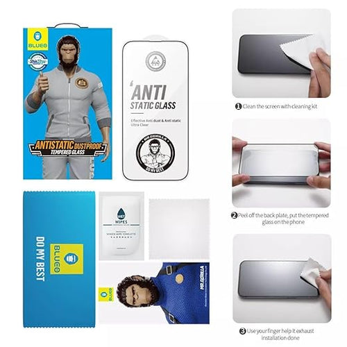 Protective Apple iPhone Back Cover - Blueo Anti Static HD Tempered Glass screen protector for iPhone