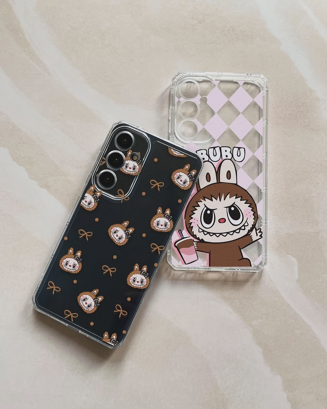 Labubu Brown Cute Bow Shake Transparent Custom Slim Soft Cases Mobile Case by CoverMeUp