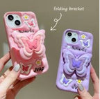 Protective Apple iPhone Back Cover - Butterfly Holder Pop Socket Silicon Case for iPhone