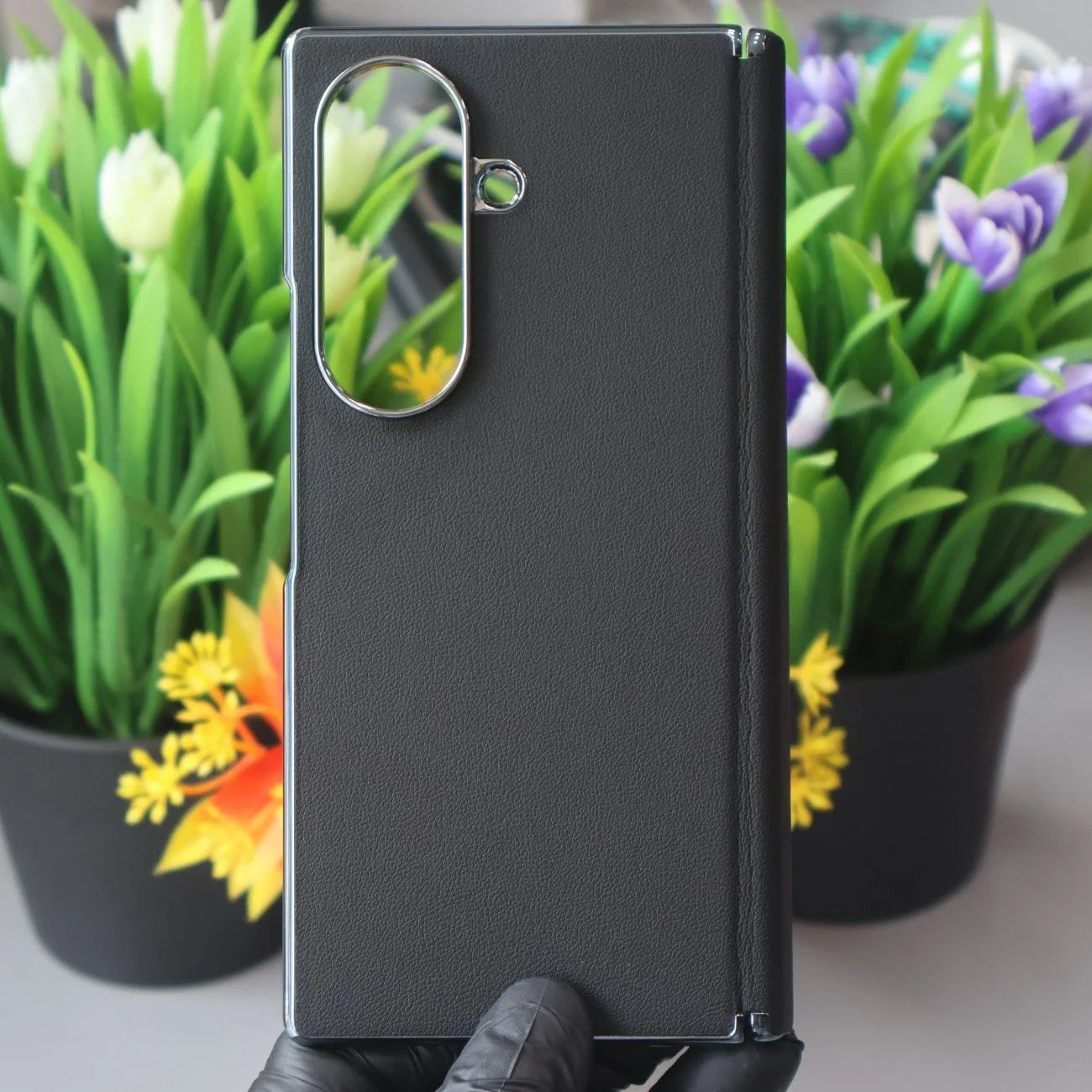 DFANS Chrome Leather Case with Hinge Protection-Samsung Galaxy Z Fold 8 Series Mobile Case by CoverMeUp - Style 4