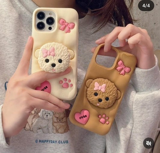 Cute Dog - 3D Pop Socket case for iPhone Brown..