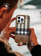 Protective Apple iPhone Back Cover - iPhone 14 Pro Magsafe Compatible Polo Cyril Series Genuine Santa Barbara Leather Case (Brown) - Style 2