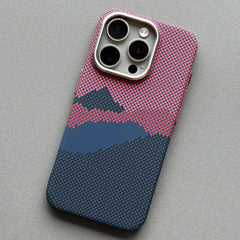 Carbon Fiber Pixel Art Magsafe iPhone Case – Slim Matte Finish with Metal Camera Ring