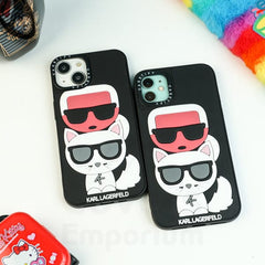 3D Silicon Embossed Cat  Logo Design for iPhone series Black