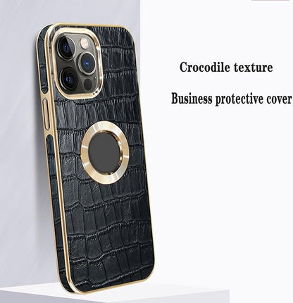 Phone Case for iPhone, Microfiber Lining Shockproof Drop Protection Leather Phone Cover with Card Holder, Built-in Screen Protector (Color : Black)