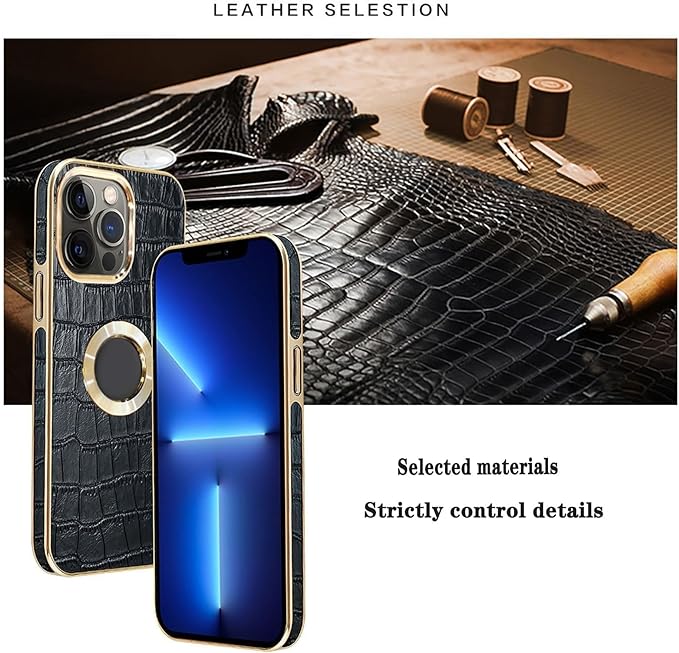 Phone Case for iPhone, Microfiber Lining Shockproof Drop Protection Leather Phone Cover with Card Holder, Built-in Screen Protector (Color : Black)