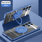 Samsung Galaxy S24 Ultra Magnetic Invisible Stand Anti Yellowing Electroplating Case - Blue Mobile Case by CoverMeUp