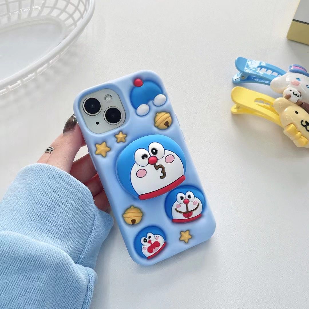 Doraemon silicon pop socket case for iPhone  Blue