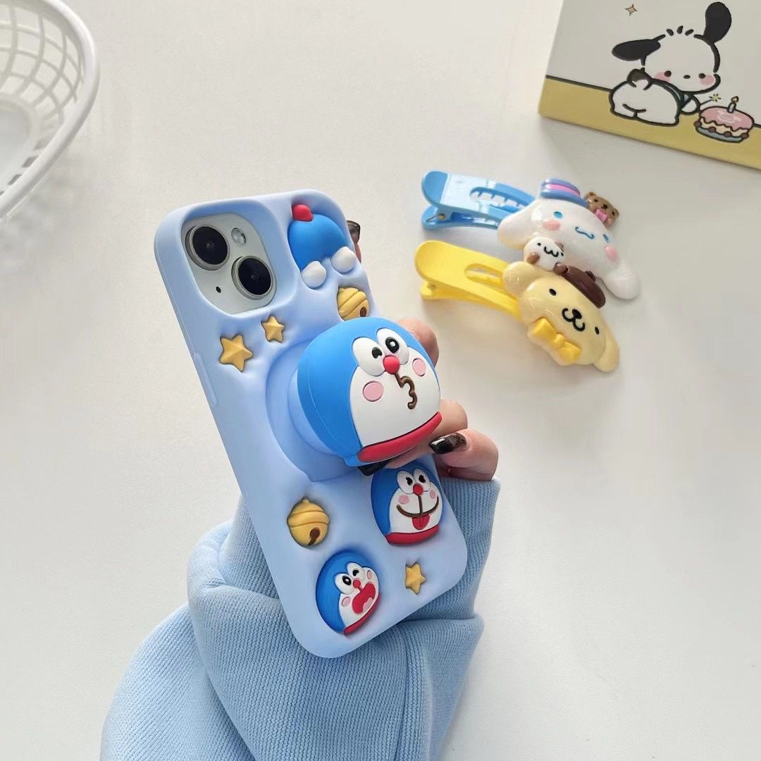 Doraemon silicon pop socket case for iPhone  Blue