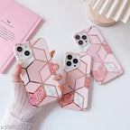 Protective Apple iPhone Back Cover - Geometric Marble Glossy Pattern Case for iPhone - Style 4