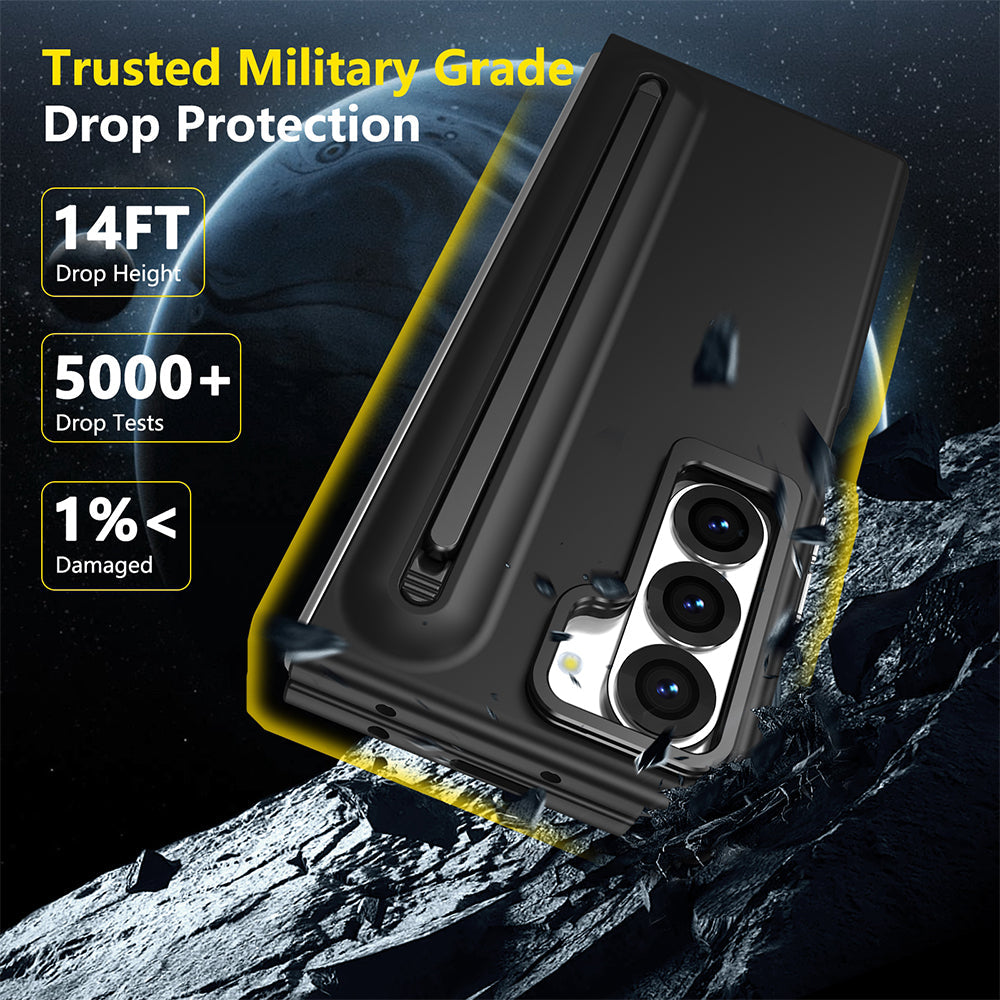 Samsung Galaxy Z Fold 7 Skin Feel Case with Metal Stand, S Pen & Front Glass