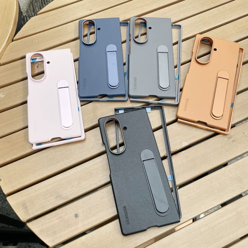 Samsung Galaxy Z Fold7 Leather Protective Shell Case Cover with Stand