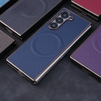 Samsung Galaxy Z Fold7 Carbon Fiber Pattern Plating Shockproof Case with Magsafe - Black
