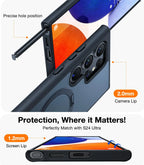 Samsung Galaxy S25 Ultra Matte Shockproof Magsafe Case with Stand - Black Mobile Case by CoverMeUp - Style 7