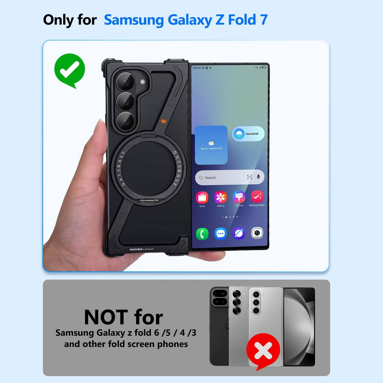 Samsung Galaxy Z Fold 7 Framless Z Shape Metal Bumper with Magsafe & 360° Rotation Ring