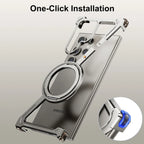 Samsung Galaxy S24 Ultra Z Shape Frameless Metal Bumper Case with Built-in Magsafe & 360° Rotation Ring - Titanium Mobile Case by CoverMeUp - Style 2