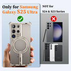 Samsung Galaxy 24 Ultra Metal Bumper Case with 360° Rotatable Magnetic Kickstand Ring - Titanium Mobile Case by CoverMeUp - Style 11