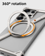 Samsung Galaxy S24 Ultra Z Shape Frameless Metal Bumper Case with Built-in Magsafe & 360° Rotation Ring - Black Mobile Case by CoverMeUp - Style 9