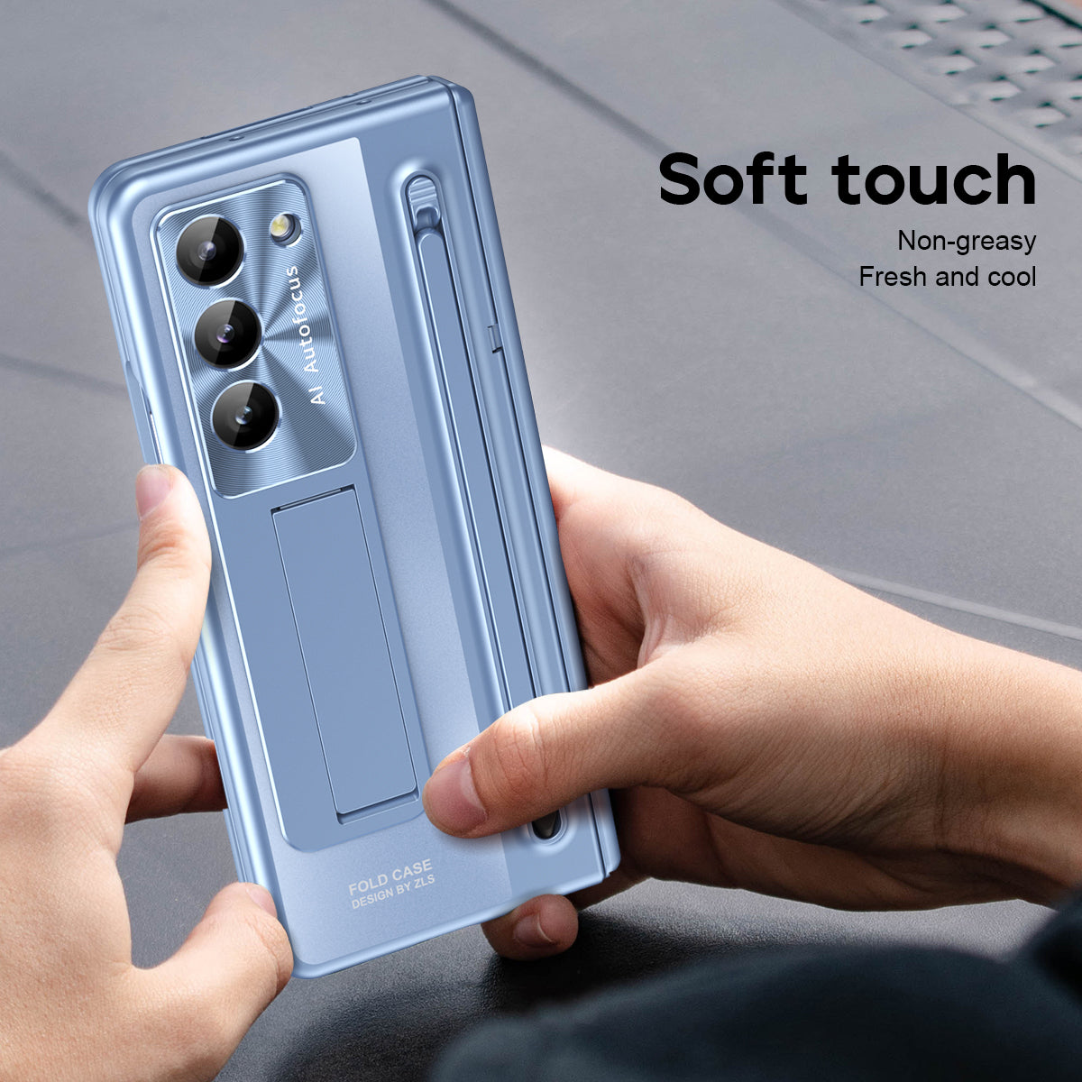 Samsung Galaxy Z Fold7 Electroplating Case with Stylus, Kickstand & Glass Protection