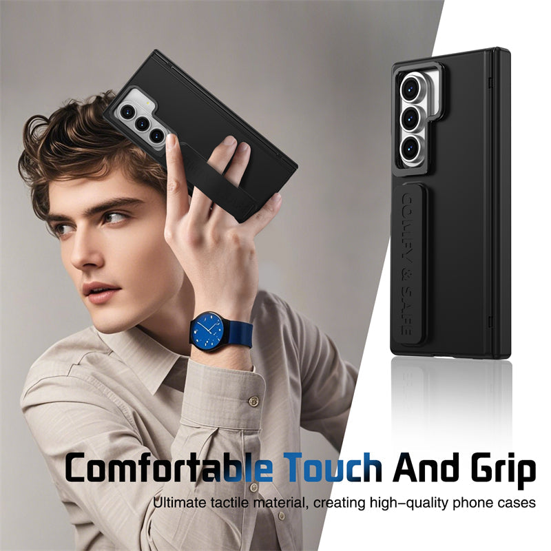 Samsung Galaxy Z Fold 7 Skin Feel Hard Case with Silicon Strap, Hinge & Front Glass