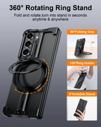 Samsung Galaxy Z Fold 7 Framless T Shape Metal Bumper with Magsafe & 360° Rotation Ring - Blue
