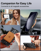 Samsung Galaxy Z Fold 7 Framless T Shape Metal Bumper with Magsafe & 360° Rotation Ring - Silver