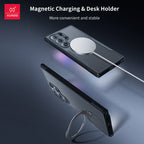 Samsung Galaxy S25 Ultra Stable Magnet Effect Multi-layer Lens Protection Magnetic Holder Case with Built-in Airbag Mobile Case by CoverMeUp - Style 4