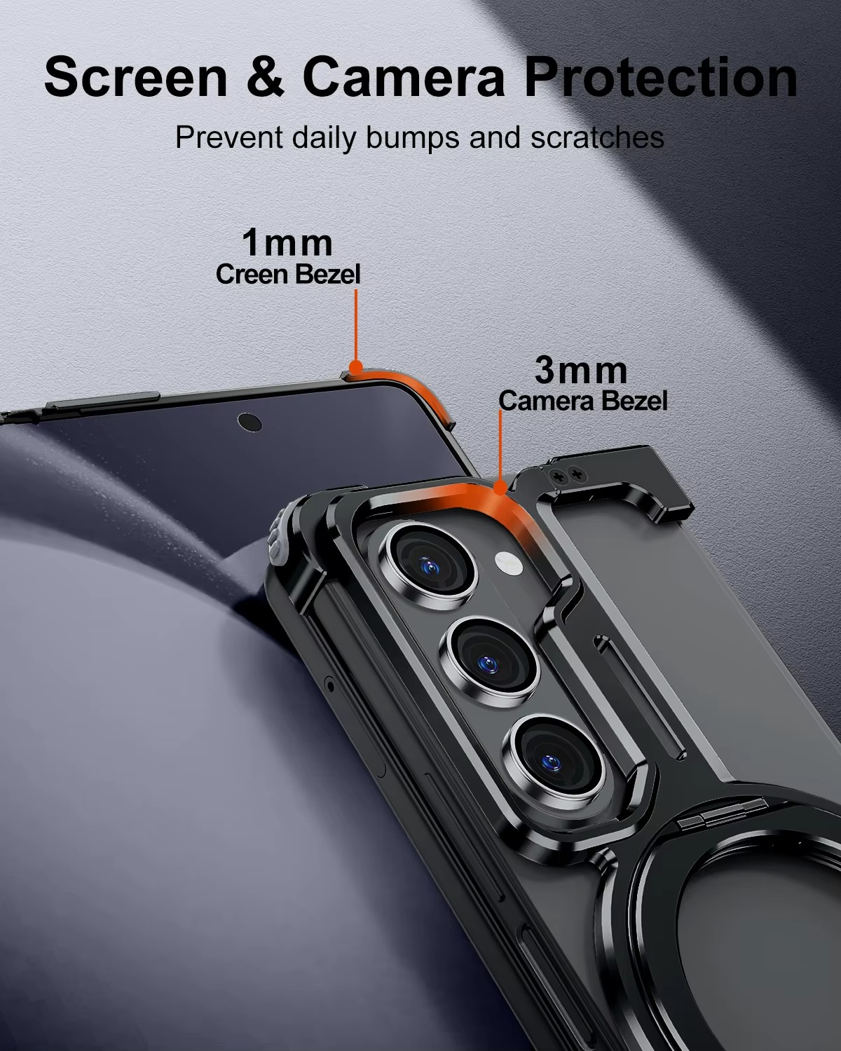 Samsung Galaxy Z Fold 7 Framless T Shape Metal Bumper with Magsafe & 360° Rotation Ring - Blue