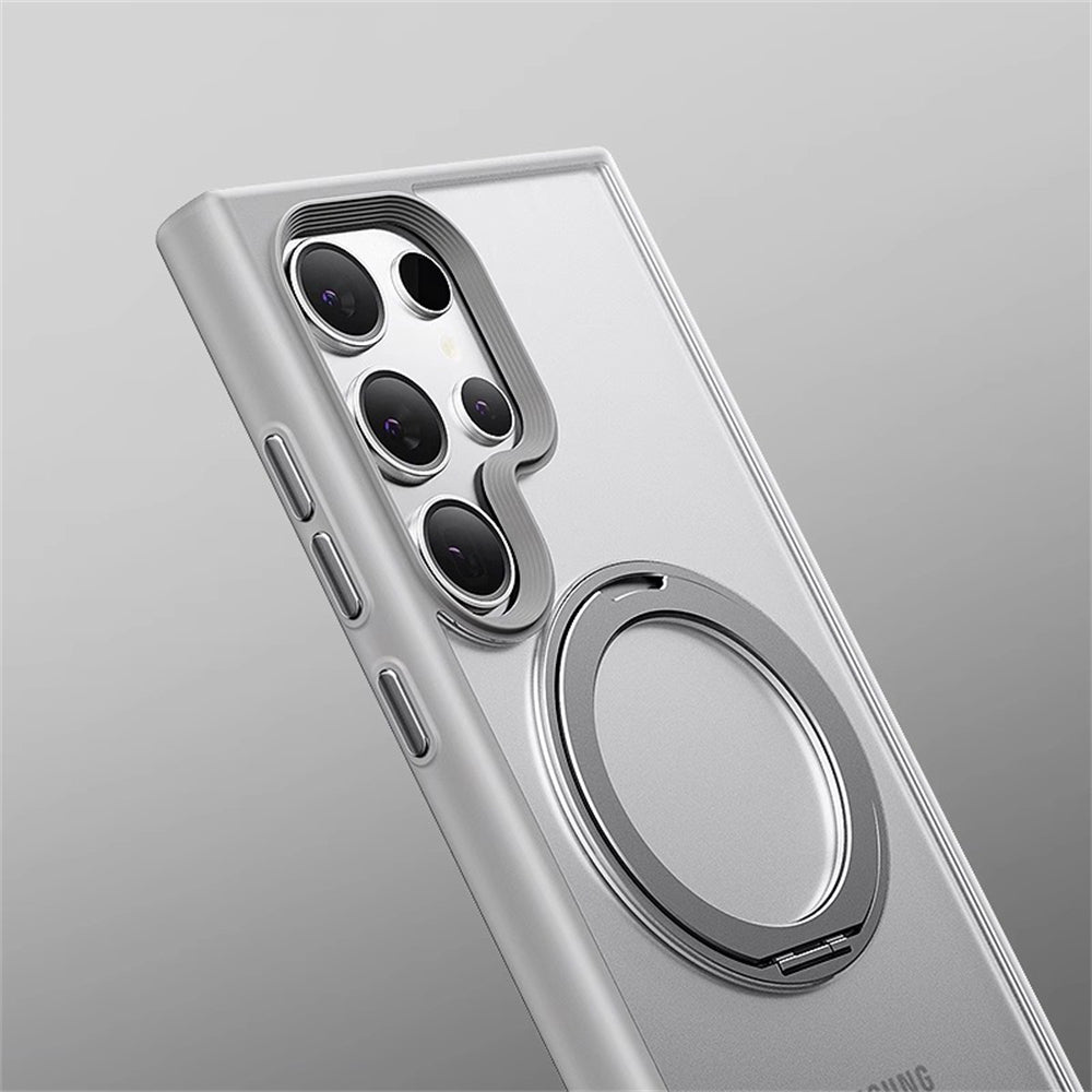Samsung Galaxy S25 Ultra Matte Shockproof Case with Magsafe & 360° Magnetic Rotting Ring - Black Mobile Case by CoverMeUp - Style 4