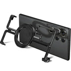 Samsung Galaxy 24 Ultra Metal Bumper Case with 360° Rotatable Magnetic Kickstand Ring - Black Mobile Case by CoverMeUp - Style 7