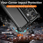 Samsung Galaxy 24 Ultra Metal Bumper Case with 360° Rotatable Magnetic Kickstand Ring - Black Mobile Case by CoverMeUp - Style 8
