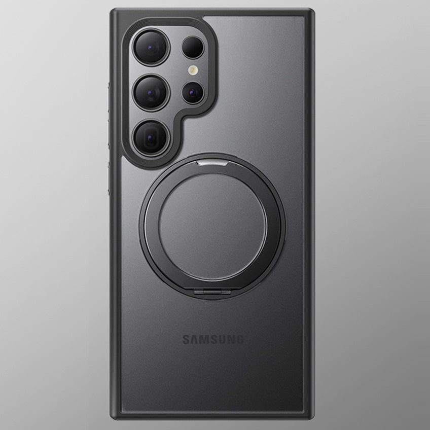Samsung Galaxy S25 Ultra Matte Shockproof Case with Magsafe & 360° Magnetic Rotting Ring - Black Mobile Case by CoverMeUp
