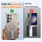 Samsung Galaxy S25 Ultra Frameless Metal Shockproof Bumper Case with Magsafe & 360° Rotatable Ring Kickstand - Titanium Mobile Case by CoverMeUp - Style 5