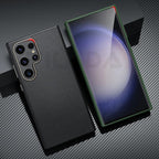 Samsung Galaxy S25 Ultra Vegan Leather Protection Case with Metal Camera Bumper - Black Mobile Case by CoverMeUp - Style 5