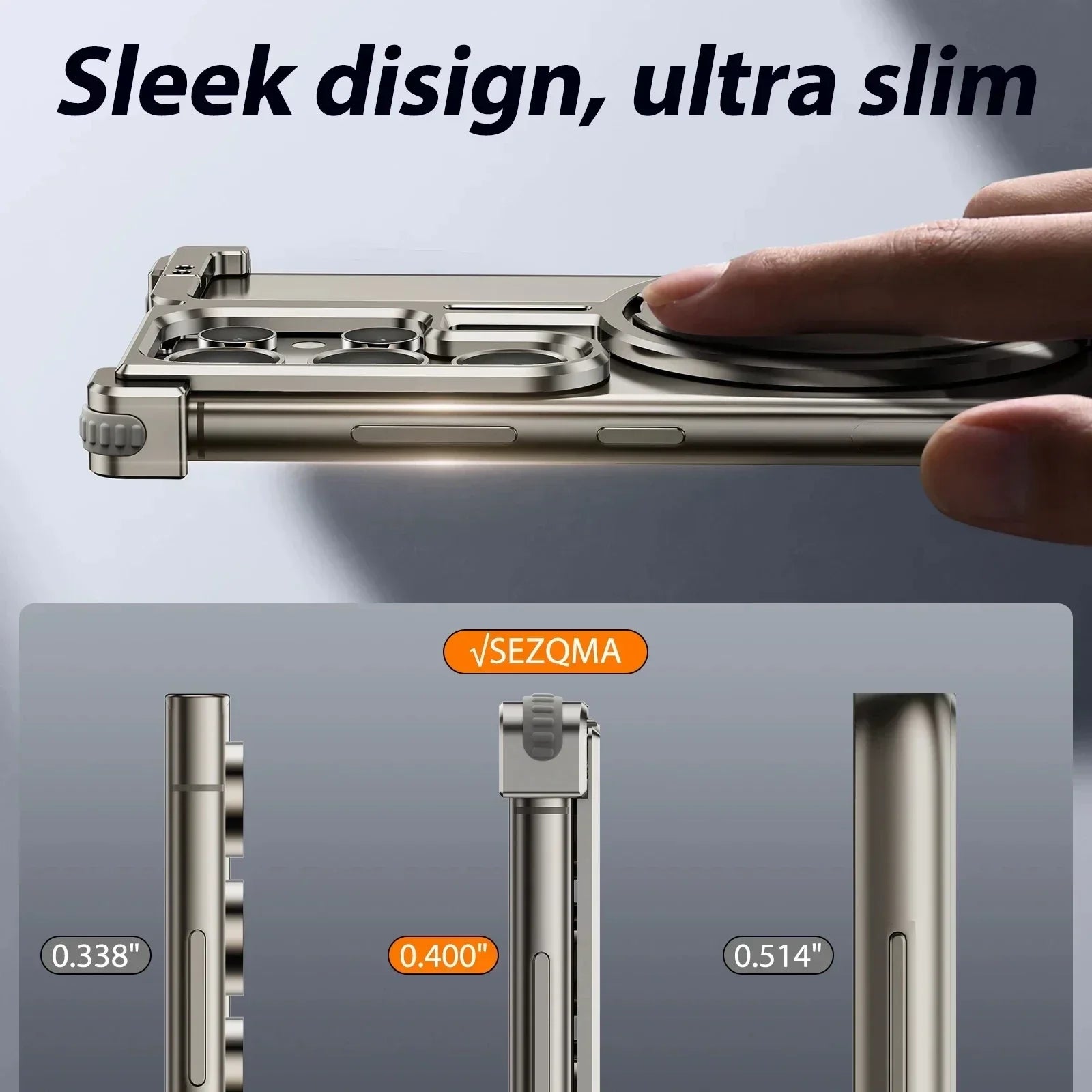 Samsung Galaxy 24 Ultra Metal Bumper Case with 360° Rotatable Magnetic Kickstand Ring - Titanium Mobile Case by CoverMeUp - Style 4