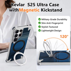 Samsung Galaxy S26 Ultra Frameless Metal Bumper Case with Magsafe and Stand - Blue Mobile Case by CoverMeUp - Style 7