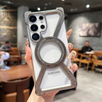 Samsung Galaxy S25 Ultra Frameless Metal Bumper Case with Magsafe & 360° Rotatable Ring & Kickstand - Titanium Mobile Case by CoverMeUp