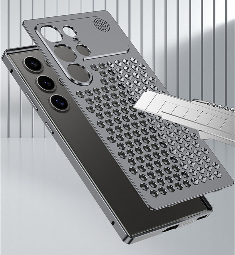 Samsung Galaxy S25 Ultra Full Metal Heat Dissipation Aluminum Cooling Case with Fragrance Aroma - Silver Mobile Case by CoverMeUp - Style 6
